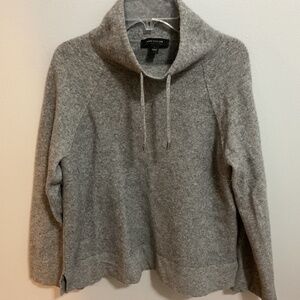 Ann Taylor Wool Blend Funnel Neck Pullover Sweater, Gray, Large